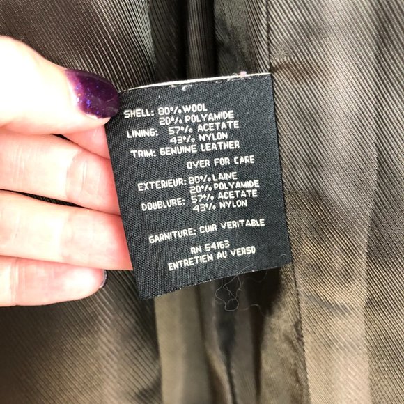 Cole Haan | Wool Blend Leather Trimmed Peacoat - Picture 10 of 10